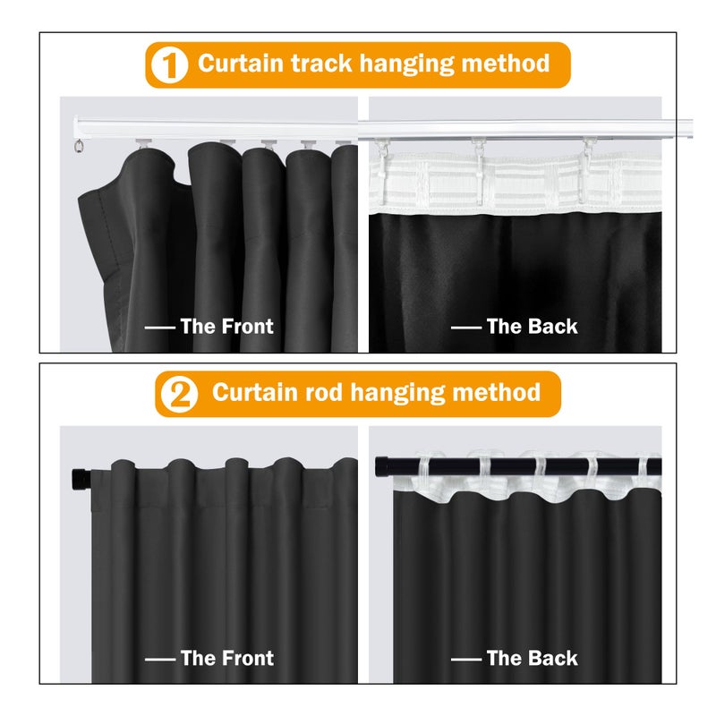 hoeflife Room Divider Curtains  Blackout Ceiling Track Curtains with Hook Sound Proof Floor Curtains Perfect for Ceiling Mount Curtain Tracks Wall Divider for Room Separation (Black  W100 x H84) - Image 5